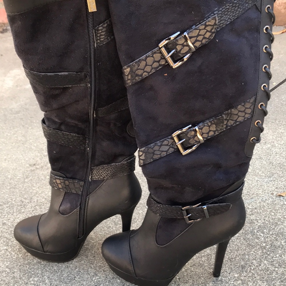 Knee High Boots with Lace in Back